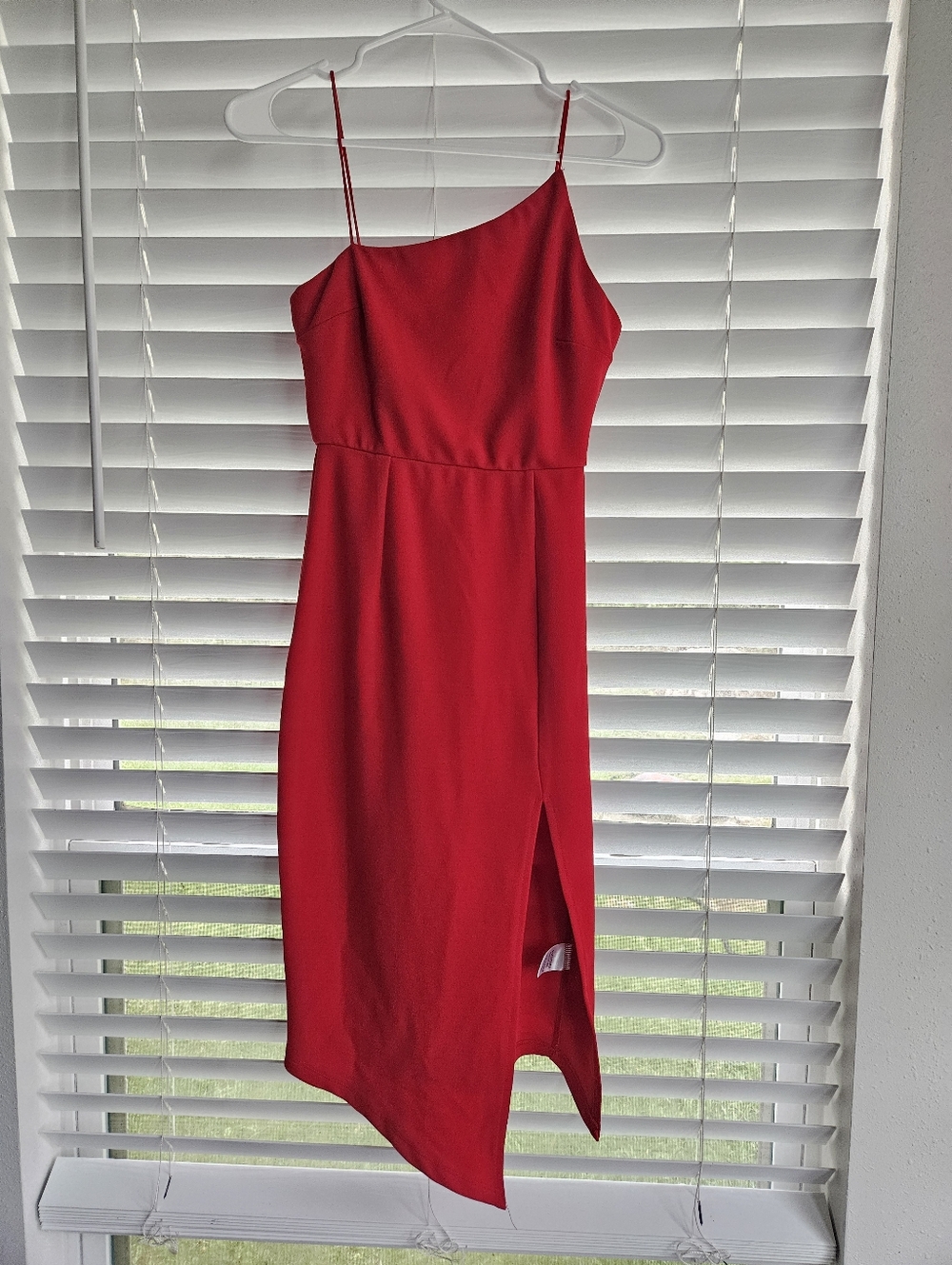 Princess Polly Red Asymmetric Slip Dress with Side Slit